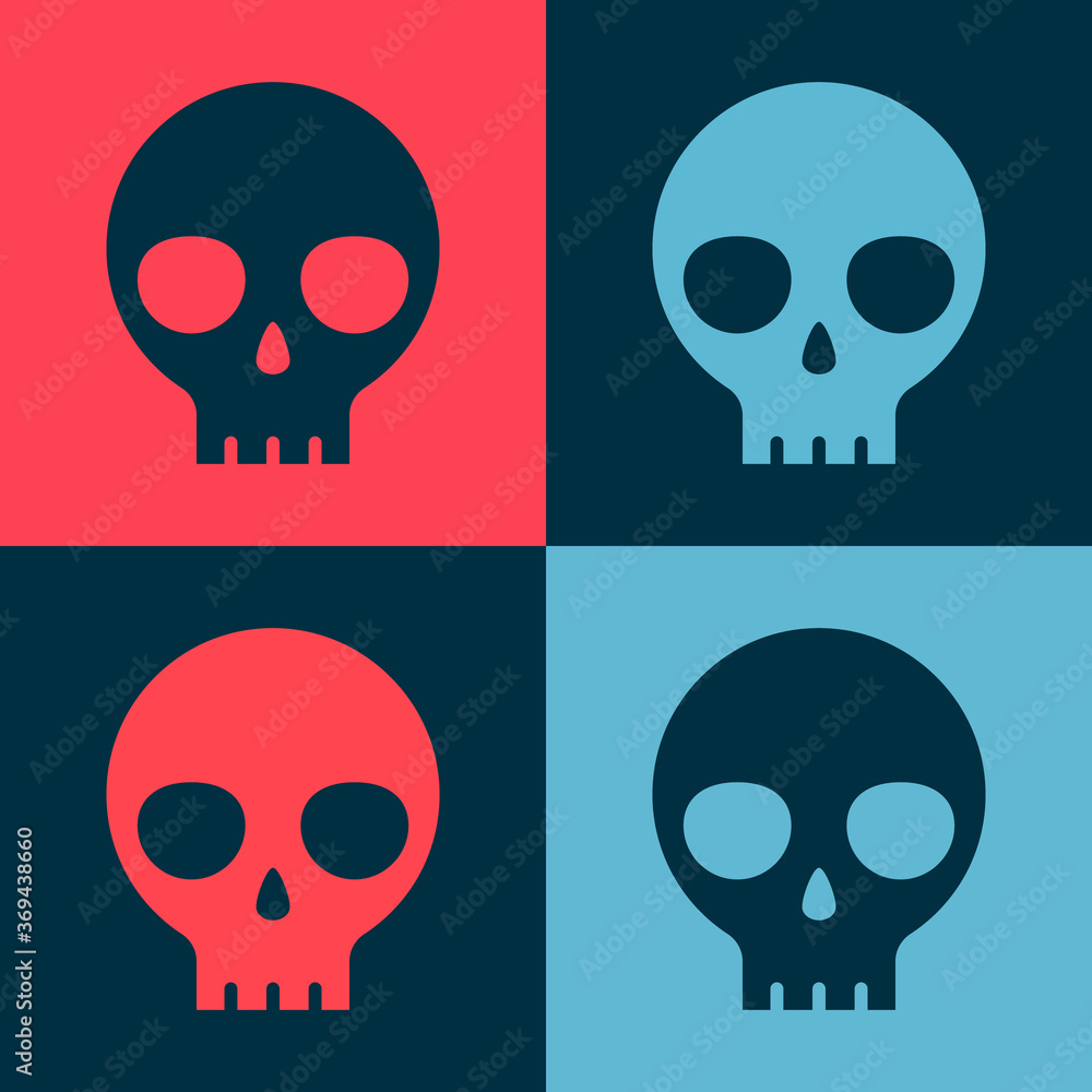 Pop art Human skull icon isolated on color background. Vector. Pop art Human skull icon isolated on color background. Vector.