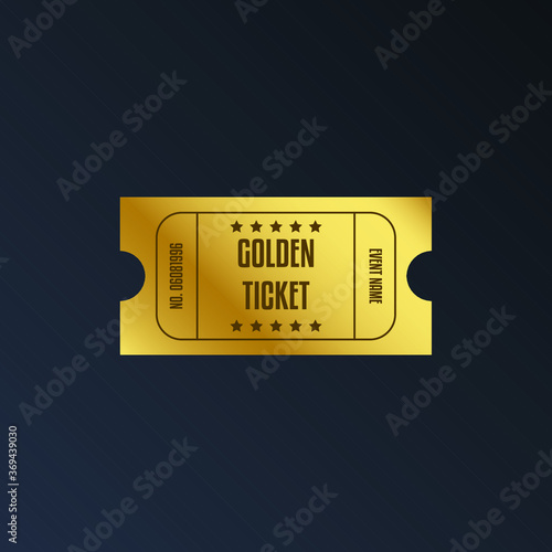 Luxury gradient mesh gold ticket and coupon template vintage vector isolated.