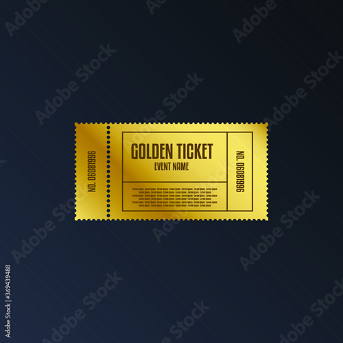 Luxury gradient mesh gold ticket and coupon template vintage vector isolated.