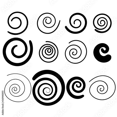 Set of abstract doodle swirls isolated on white background. Vector illustration. 