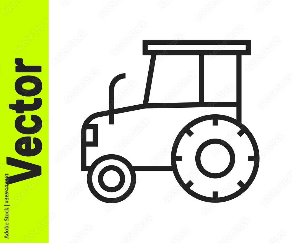 Black line Tractor icon isolated on white background. Vector. Black line Tractor icon isolated on white background. Vector.
