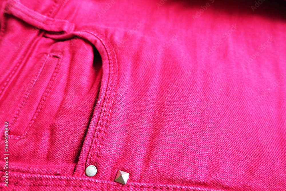 close front pocket on women's pink-colored pants