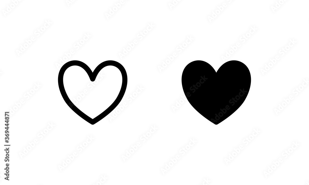 Heart icon. With outline and glyph style