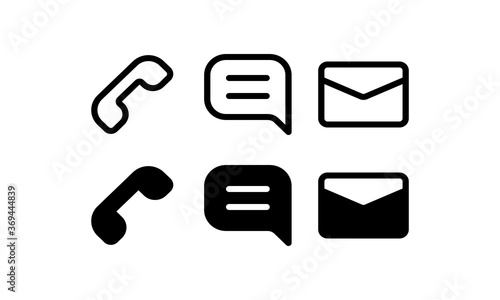 Communication icons. With outline and glyph style
