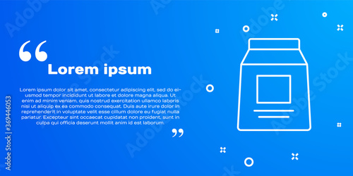 White line Sports nutrition bodybuilding proteine power drink and food icon isolated on blue background. Vector.