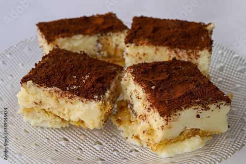Turkish style semolina dessert with cocoa on the plate