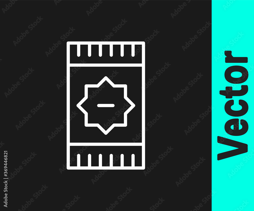 White line Mexican carpet icon isolated on black background. Vector. White line Mexican carpet icon isolated on black background. Vector.