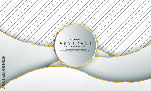 Luxury paper cut background, Abstract decoration, golden pattern, 3d Vector illustration. White and gray Cover template, geometric shapes, modern minimal background