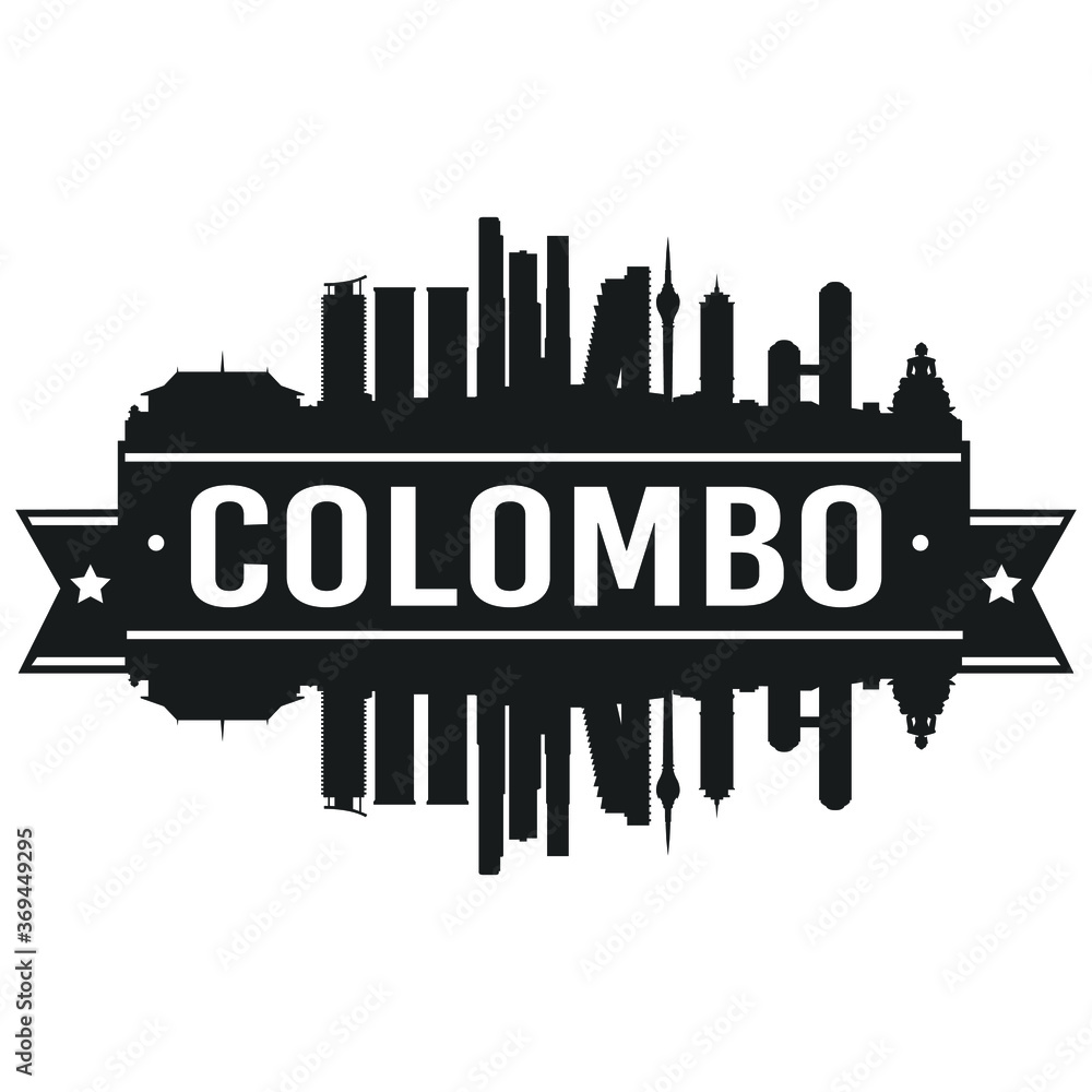 Colombo Sri Lanka. Skyline Silhouette City. Cityscape Design Vector. Famous Monuments Tourism.