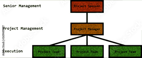 Project Organization, English Text, A Graph showing the basic principle of the organization of a project team