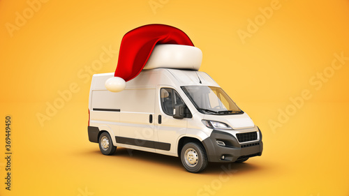 Christmas delivery van. 3d rendering