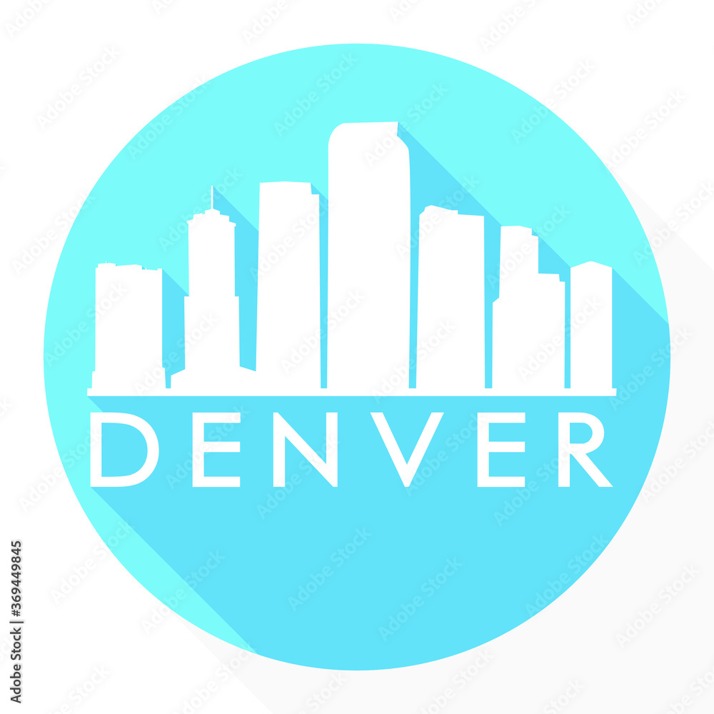 Denver Colorado USA Flat Icon Skyline Silhouette Design City Vector Art Famous Buildings.