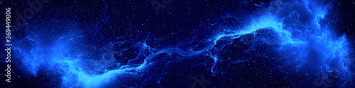 Stampa su tela Nebula and stars in night sky web banner. Space background.