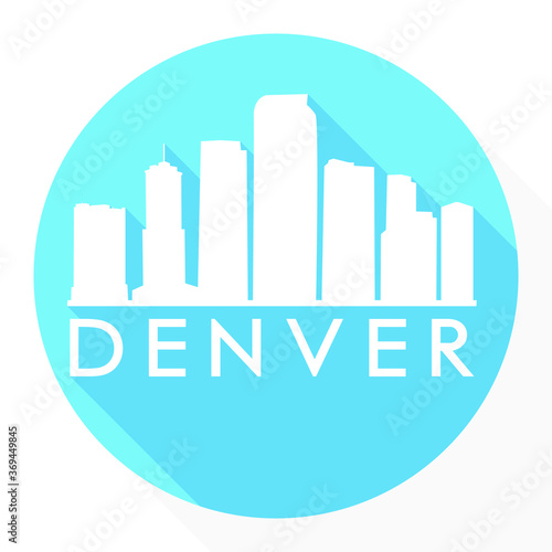 Denver Colorado USA Flat Icon Skyline Silhouette Design City Vector Art Famous Buildings.