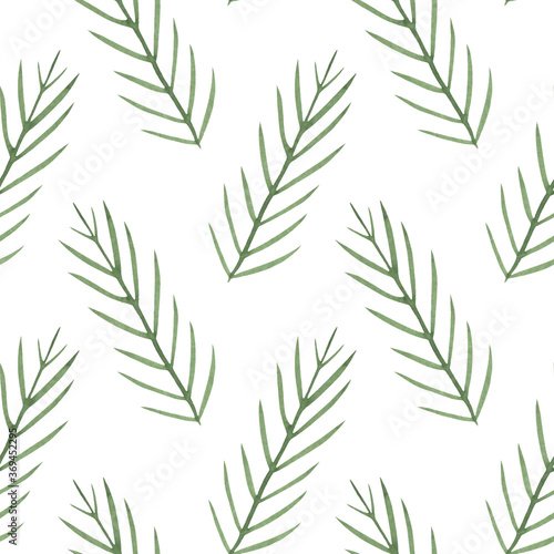 Fototapeta Naklejka Na Ścianę i Meble -  Watercolor seamless pattern with part of the Christmas tree. Use for print, wallpaper, textile, background, scrapbooking, packaging.