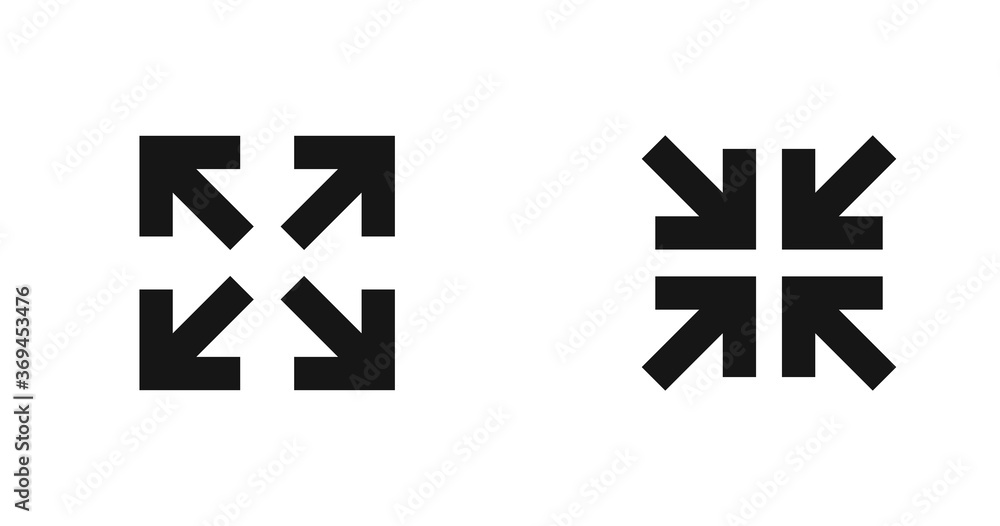Arrow inside and out in square black icon. Set direction pointer abstract symbol. Vector Arrow inside and out in square black icon. Set direction pointer abstract symbol. Vector