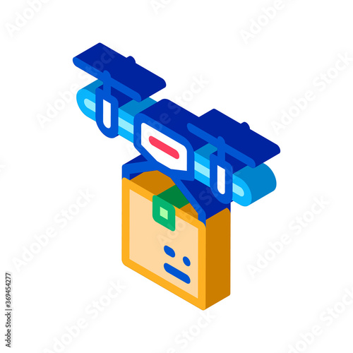 drone box delivering icon vector. isometric drone box delivering sign. color isolated symbol illustration