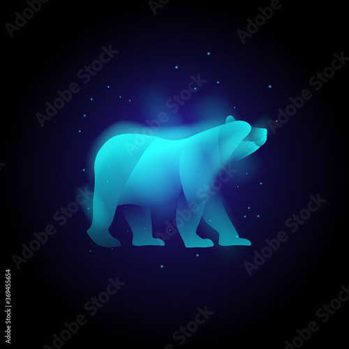 Bear head modern animal logo vector with neon vibrant colors, abstract.