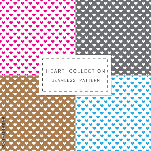 vector image of a colorfull love heart seamless pattern set collection