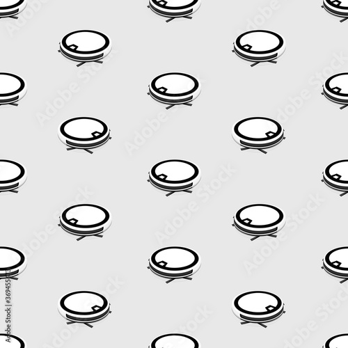 Smart Technologies. Pattern of robot vacuum cleaner on white floor. vector illiustration.
