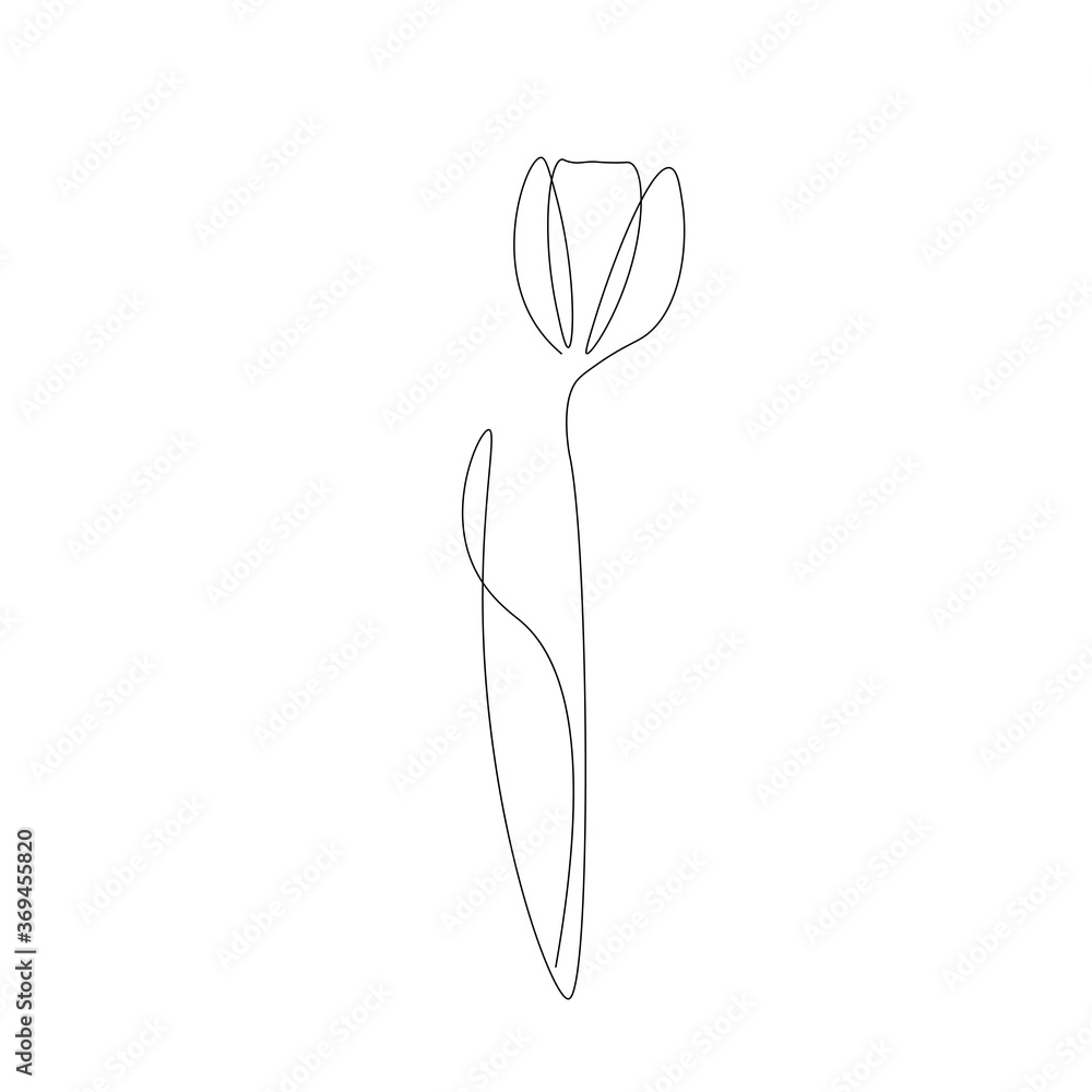 Flower silhouette on white background, line drawing design. Vector illustration Flower silhouette on white background, line drawing design. Vector illustration