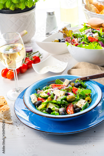 Rustic Greek salad with sheep s cheese