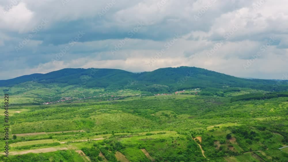 aerial view on highlands in rainy day mountains landscape sky with clouds forest with green foliage aerial view on highlands in rainy day mountains landscape sky with clouds forest with green foliage