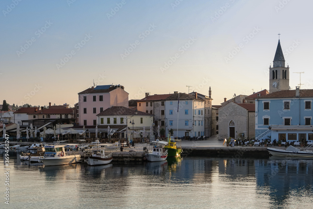 sunrise in a small picturesque harbor in Istria