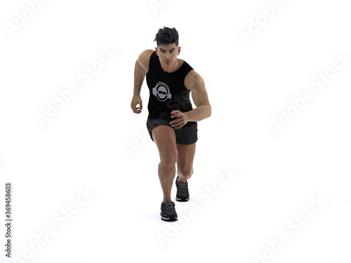 3D Rendering :  a running male character illustration with white background © Tritons