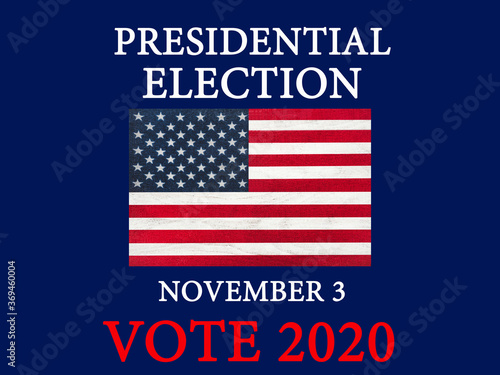 Beautiful card with the image of the American Flag. Preparation for the Presidential election. Close-up, view from above. National holiday concept