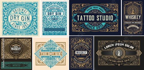 Set of vintage Logos organized by layers
