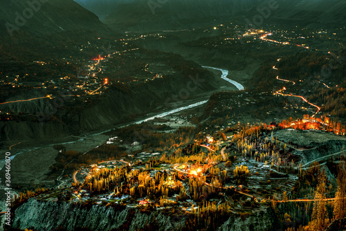 night view of hunza  gilgit baltistan, captured from from duikar photo