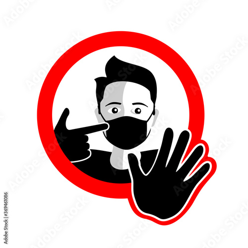 No entry without mask - face mask required prohibit sign 
