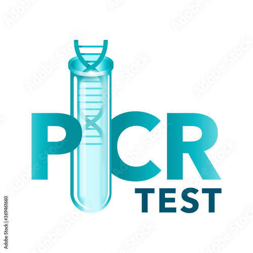 PCR testing emblem - polymerase chain reaction - disease prevention and fight against coronavirus pandemic - vector icon