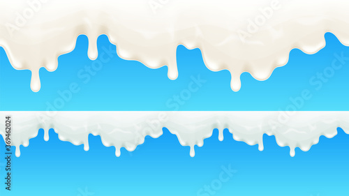 Dripping milk background with smart transparencies. Vector illustration.