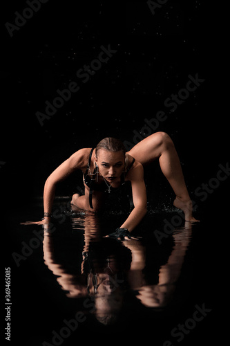 model in the water. in the aqua studio