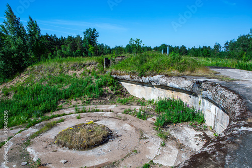 Remains of a cannon yard with batteries for 6-inch (152 mm) Canet guns. Built in 1912. Fort "Krasnaya Gorka". Settlement Fort Krasnaya Gorka, Lomonosov district, Leningrad region. Russia