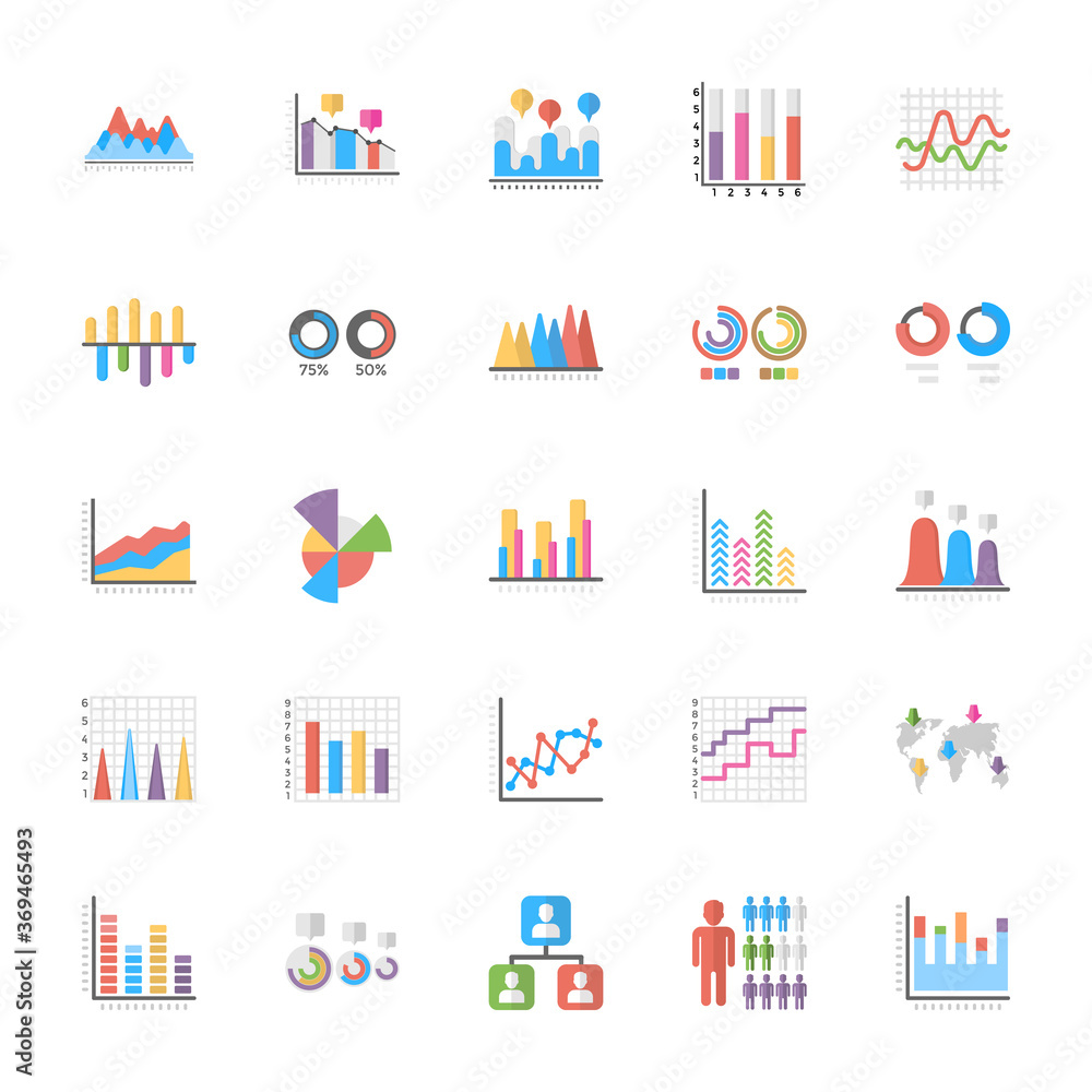Business Data Graph and Charts Flat Icons Business Data Graph and Charts Flat Icons