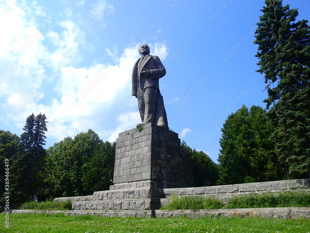 Lenin monument - a giant 1930s sculpture second tallest Lenin monument in world at Dubna, Russia