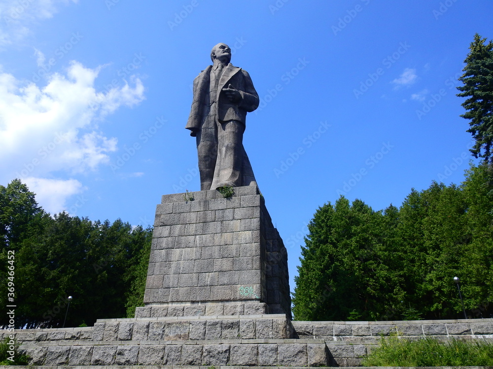 Lenin monument - a giant 1930s sculpture second tallest Lenin monument in world at Dubna, Russia
