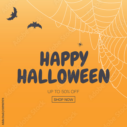 Happy Halloween, Shop Now poster Template Background. Vector Illustration