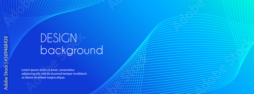 Abstract blue long vector banner. Wavy minimal trendy background for business presentations, web header design