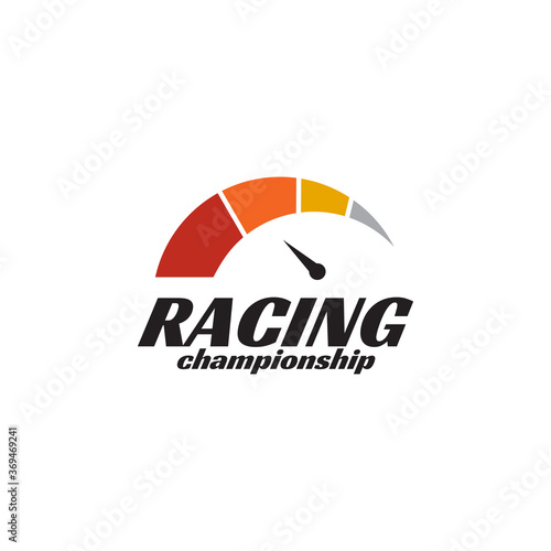 Racing championship logo design incorporated with speedometer icon