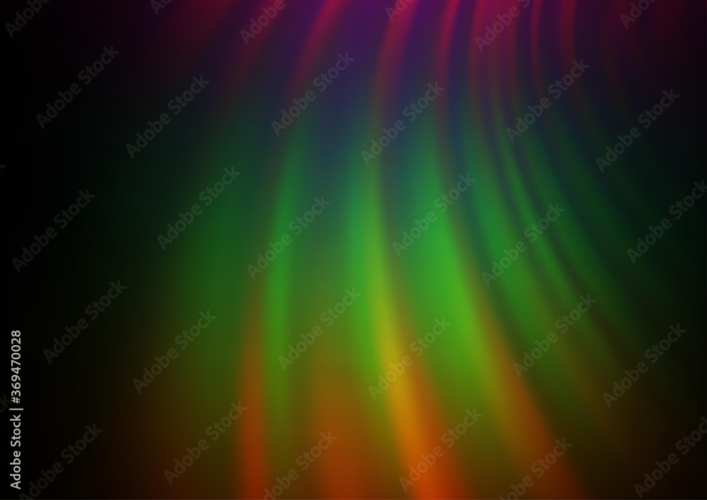 Dark Multicolor, Rainbow vector glossy abstract background. Creative illustration in halftone style with gradient. The elegant pattern for brand book.