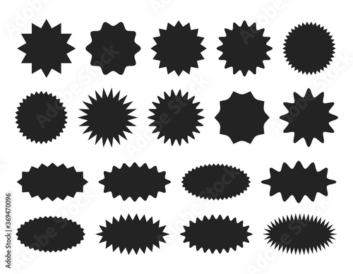 Starburst sticker set - collection of special offer sale round and oval sunburst labels and badges.