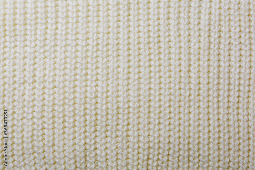 white knitted fabric, close-up, top view, textured white knitted fabric, close-up, top view, textured