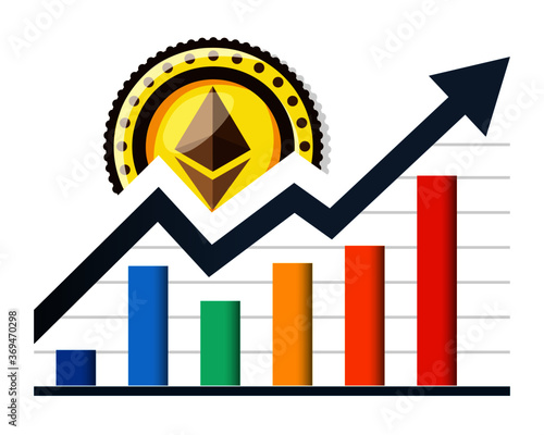 business graph of growing ethereum vector