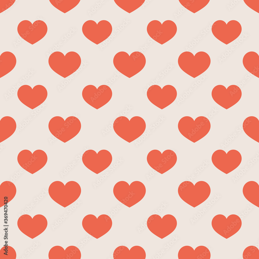 Red hearts retro style seamless pattern.