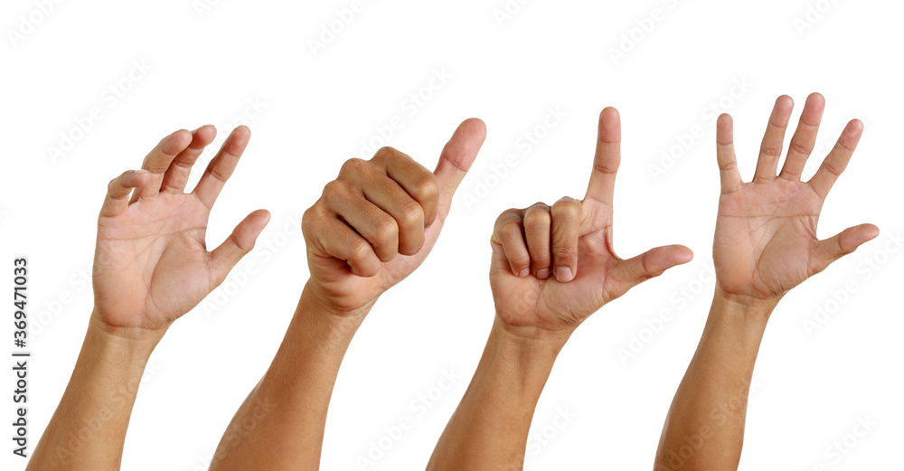 Set of hand man show symbol isolated on white background Set of hand man show symbol isolated on white background