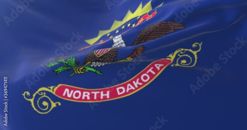 Flag of american state of North Dakota, region of the United States. Loop photo